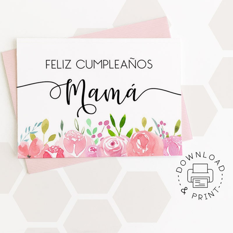 Feliz cumpleanos mamã happy birthday mom printable card instant download pdf card template
