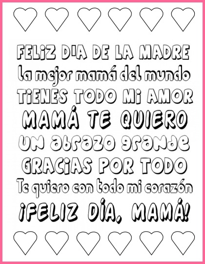 Mothers day printable spanish subway art to color