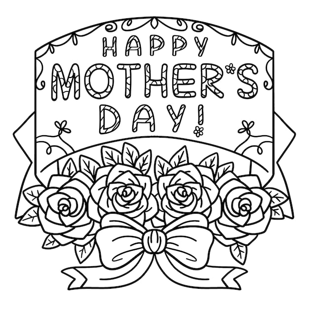 Premium vector happy mothers day isolated coloring page for kids