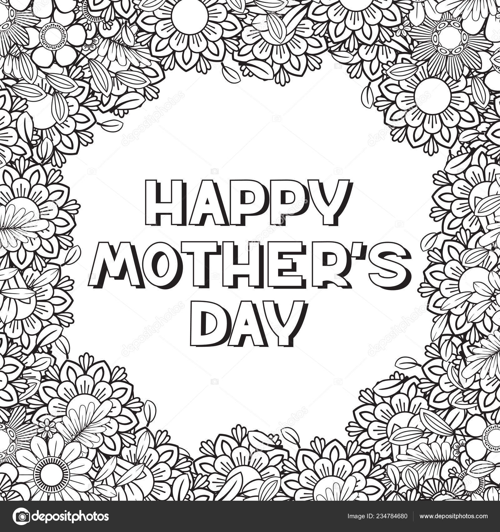 Feliz dãa de las madres pãgina para colorear vector de stock por elinorka