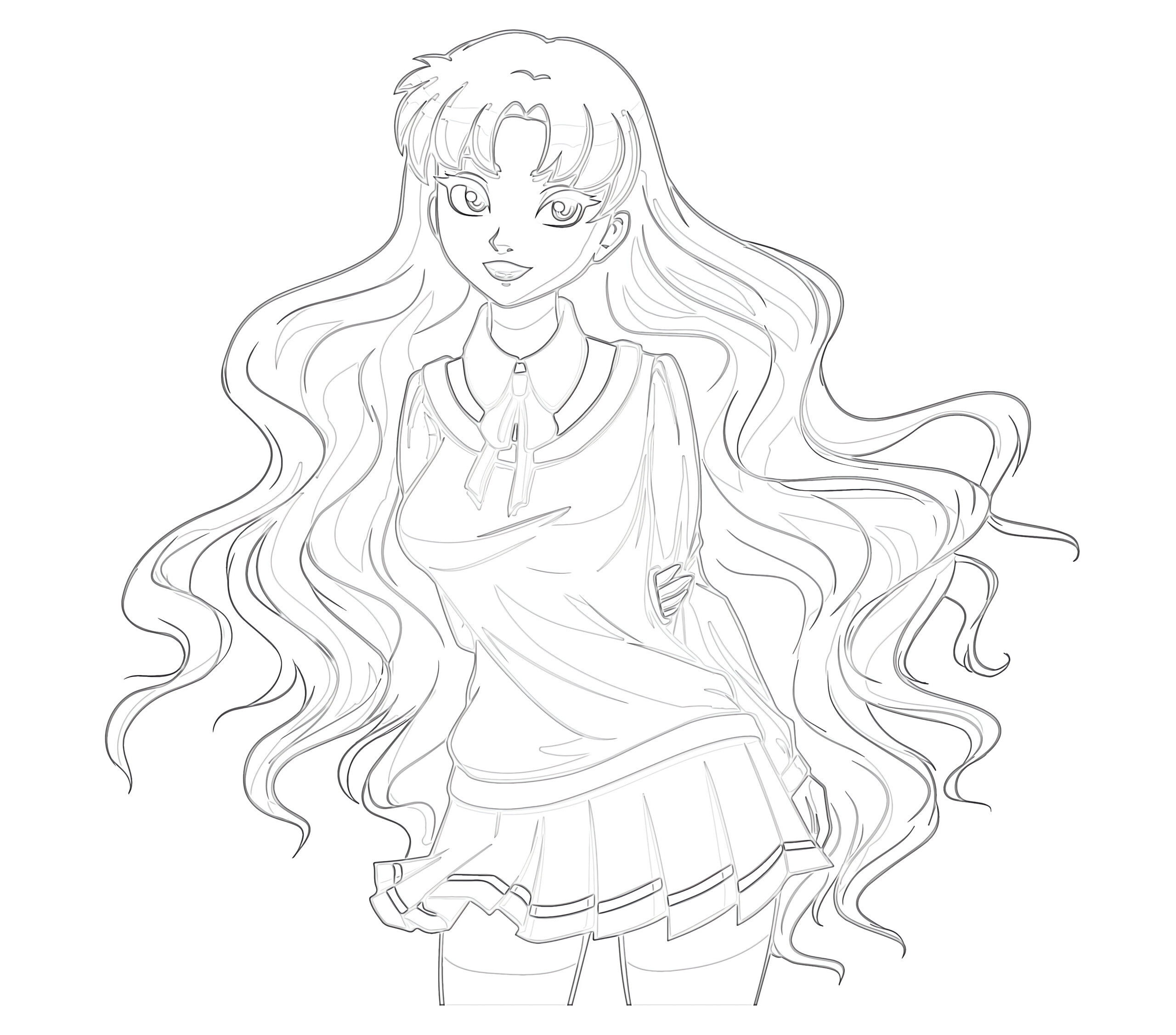 Printable girl anime coloring page
