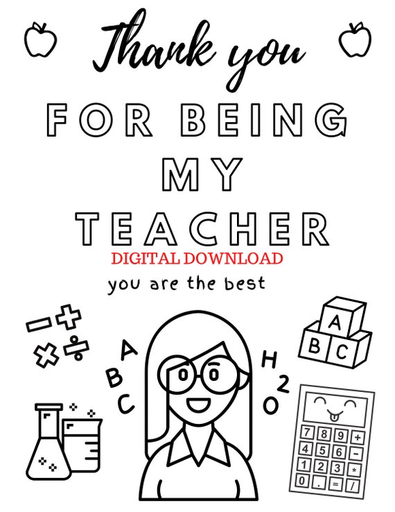 Thank you for being my teacher coloring page female version