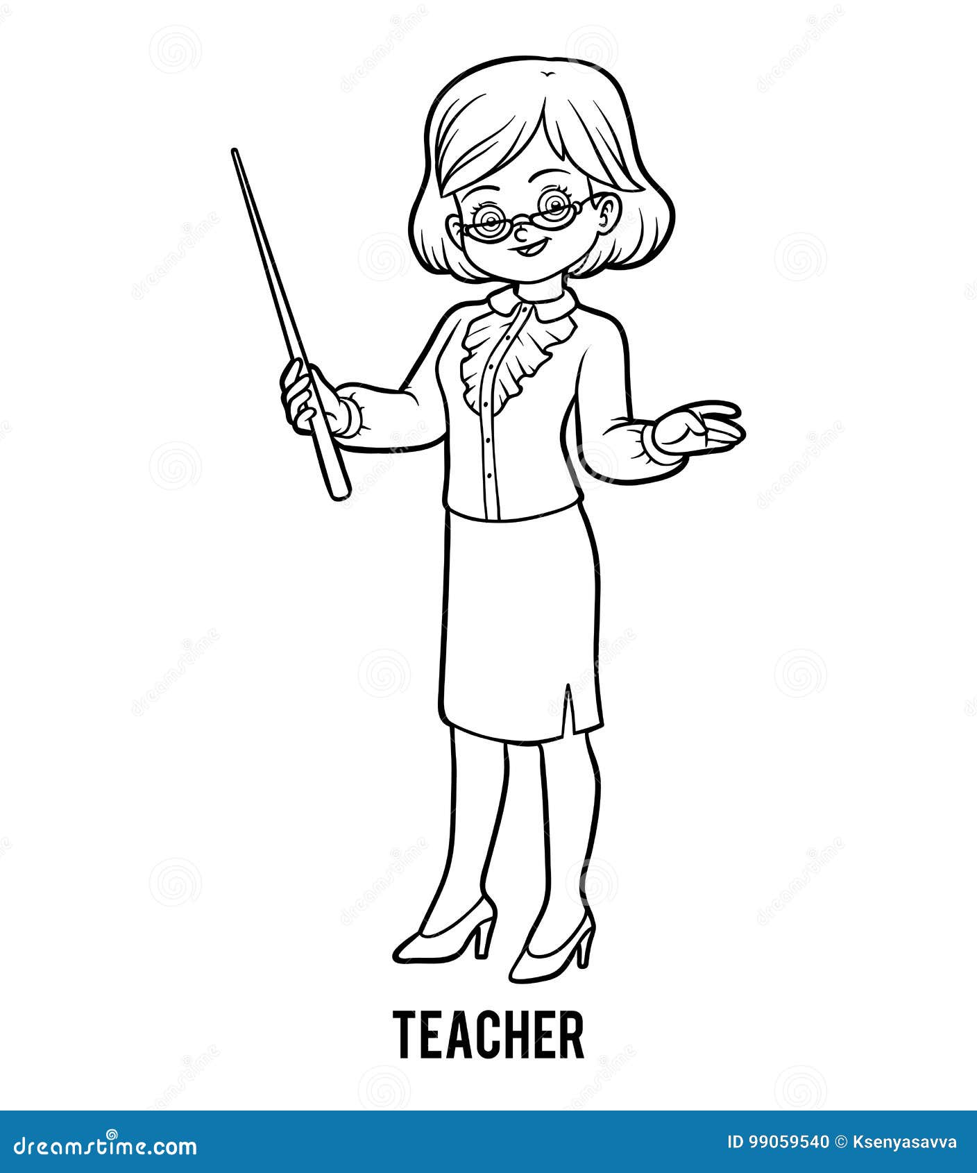 Coloring book teacher stock vector illustration of female