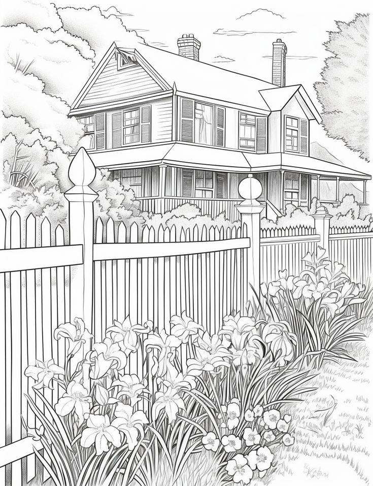 Country house coloring book detailed coloring pages house colouring pages free adult coloring pages