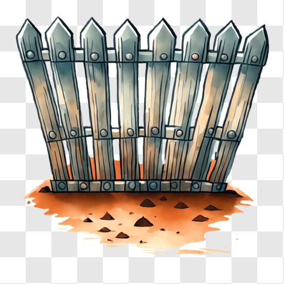 Download broken wooden fence in the middle of an open field png online