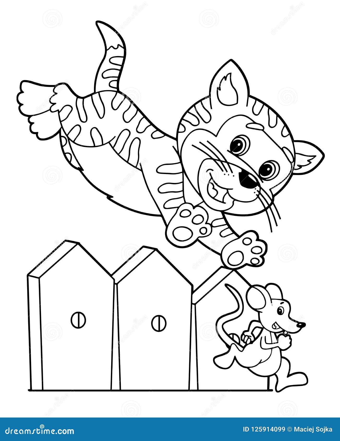 Cat fence over stock illustrations vectors clipart
