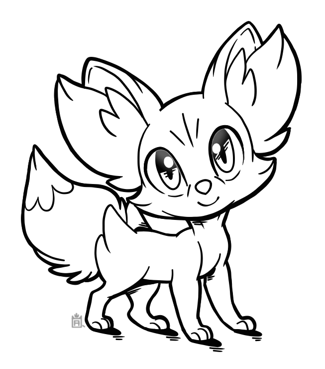 Fennekin free to use line art by michifishu on