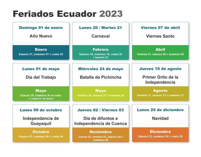 Feriados uador calendario