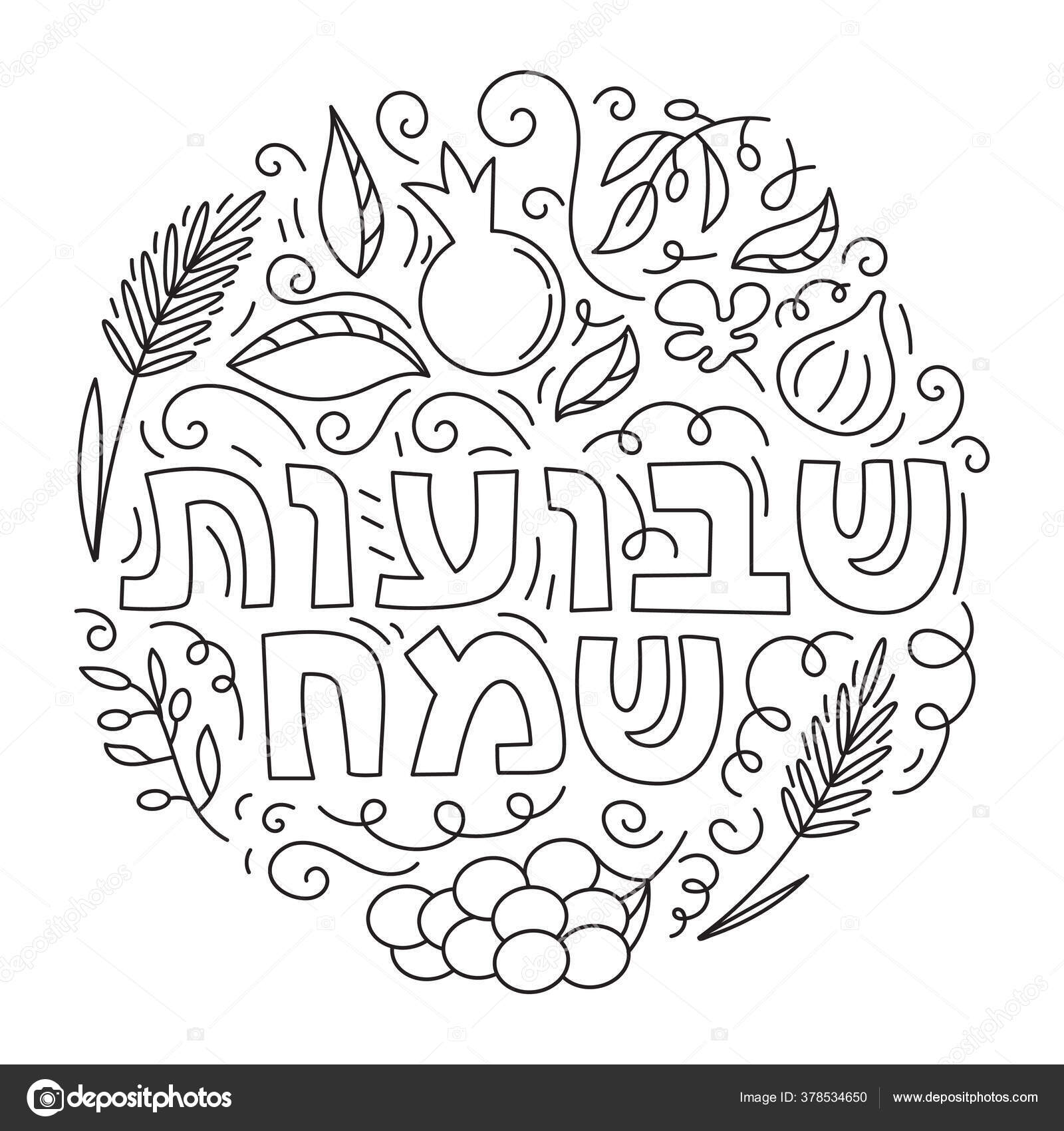 Shavuot fãrias judaicas colorir pãgina imagem vetorial de elinorka