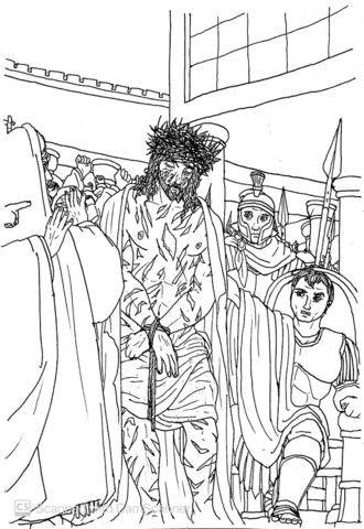 Pilate presents jesus to the jews coloring page free printable coloring pages