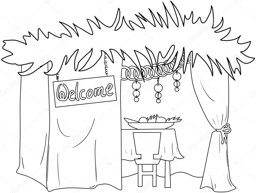 Sukkah para sukkot colorir pãgina imagem vetorial de lironpeer