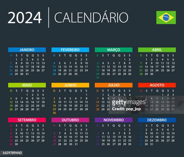 Calendar brazil color vector illustration brazilian version portuguese language high