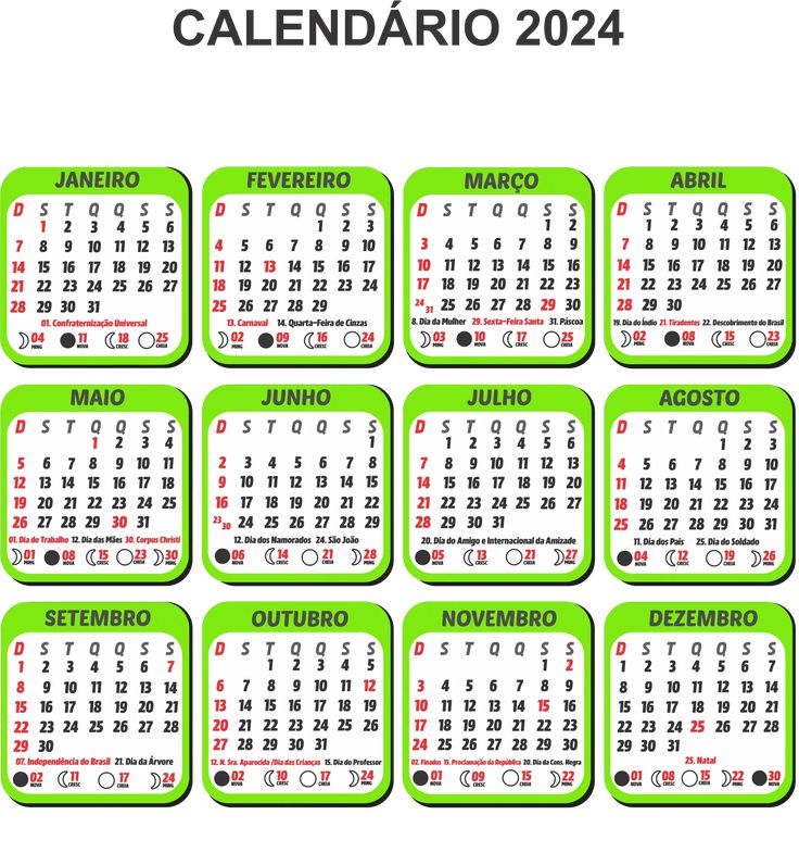 Calendãrio de feriados e para imprimir