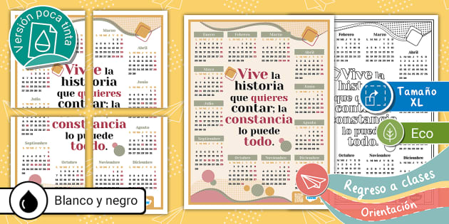 Calendario tamaão xl muted teacher made