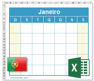 Calendãrio excel feriados portugal