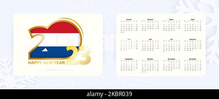 Dutch horizontal pocket calendar for two thousand twenty three week starts monday new year color simple design vector stock vector image art