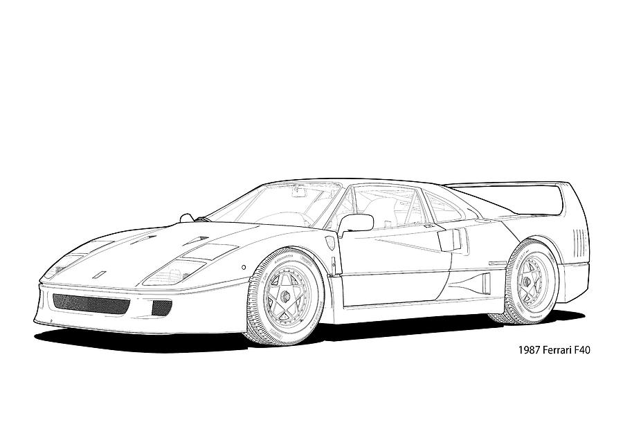 Ferrari f line illustration digital art by digitalcarart