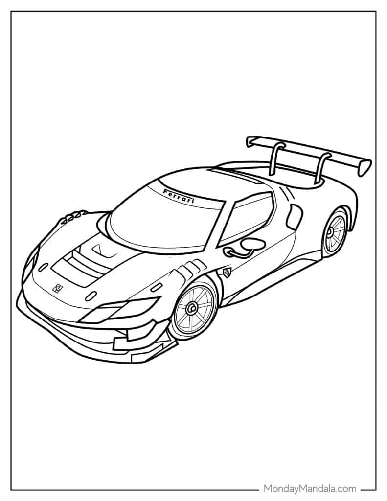 Ferrari coloring pages free pdf printables