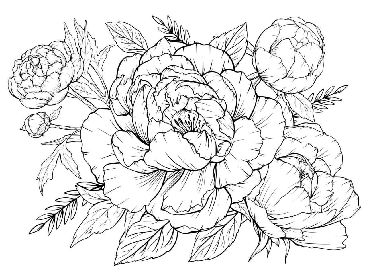 Perfect flowers coloring page