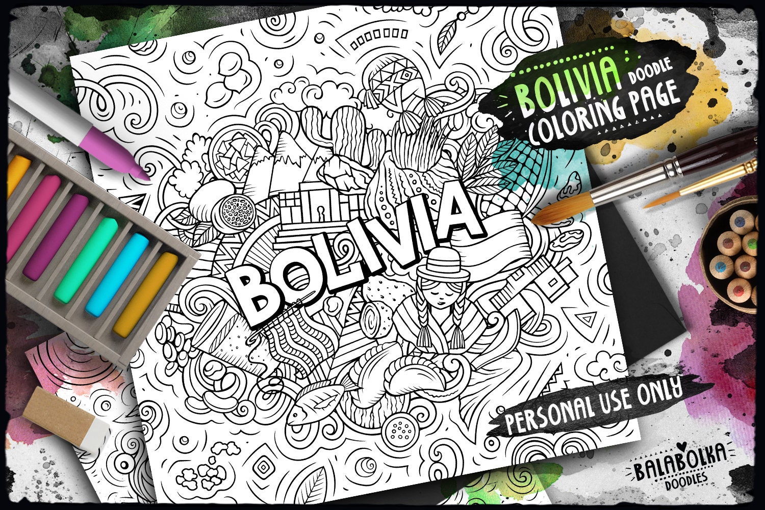 Bolivia digital coloring page latino adult coloring latin