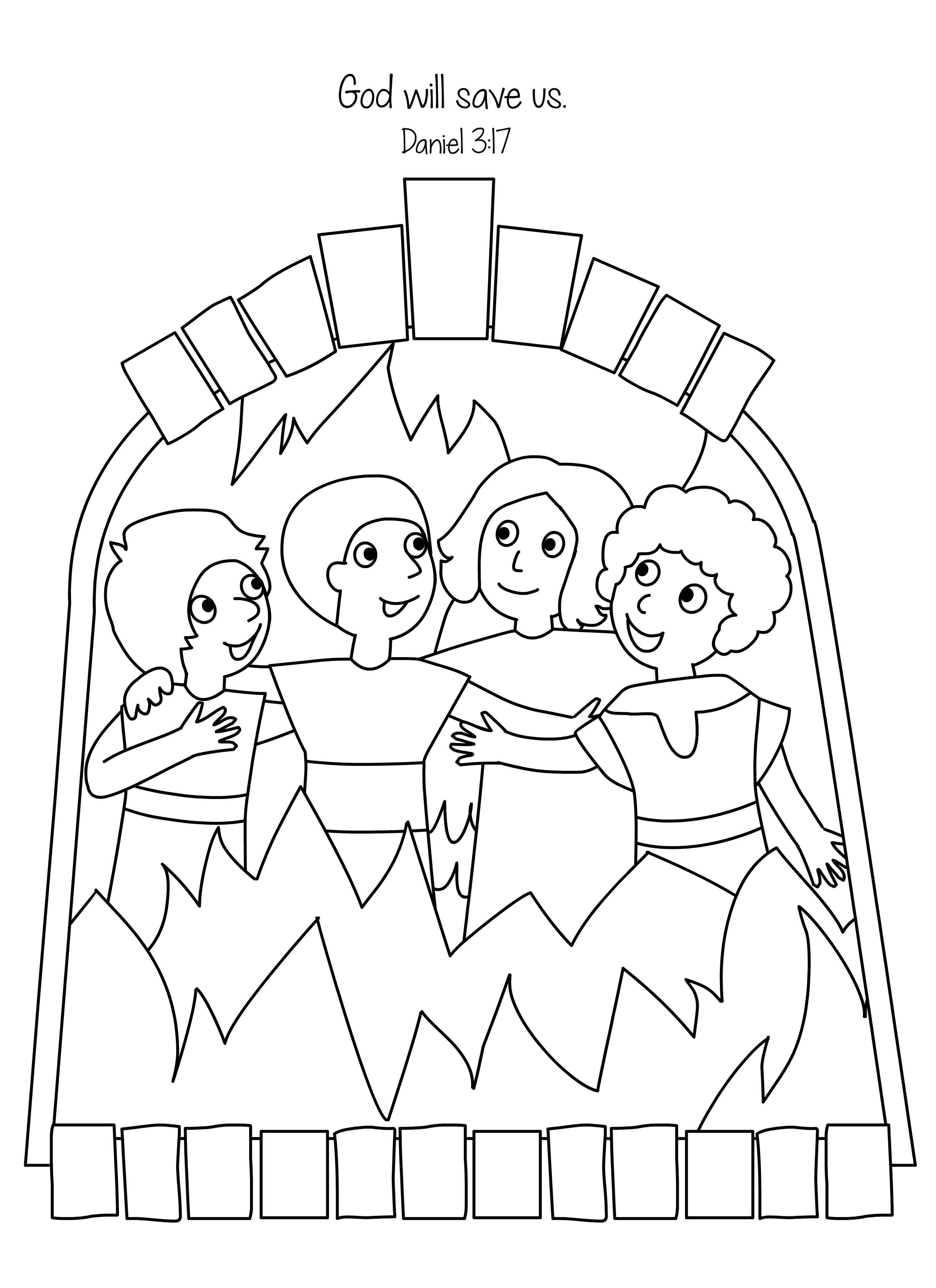 Amazing fiery furnace coloring page mhach and abednego in the bible