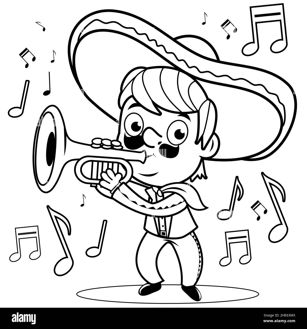 Mexican playing trumpet hi