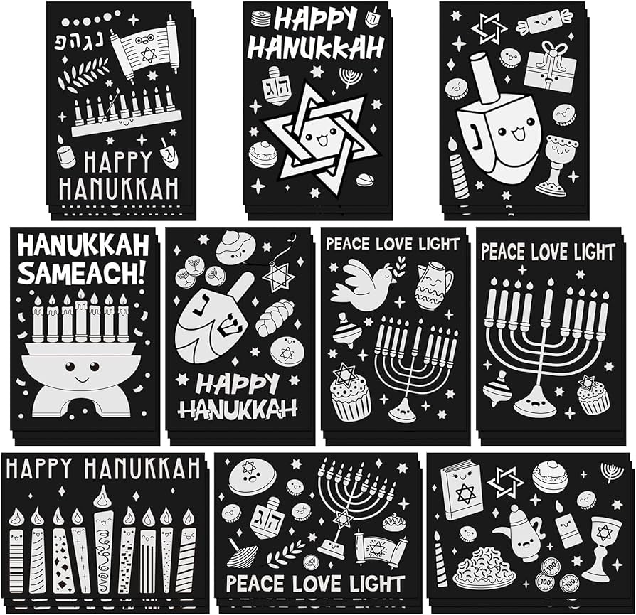 Zhanmai pcs color your own funny hanukkah posters diy happy hanukkah crafts bulk color your own hanukkah menorah poster diy crafts for chanukah holiday party home school activities everything
