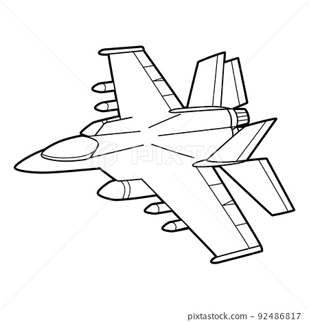 Jet fighter vehicle coloring page for kids