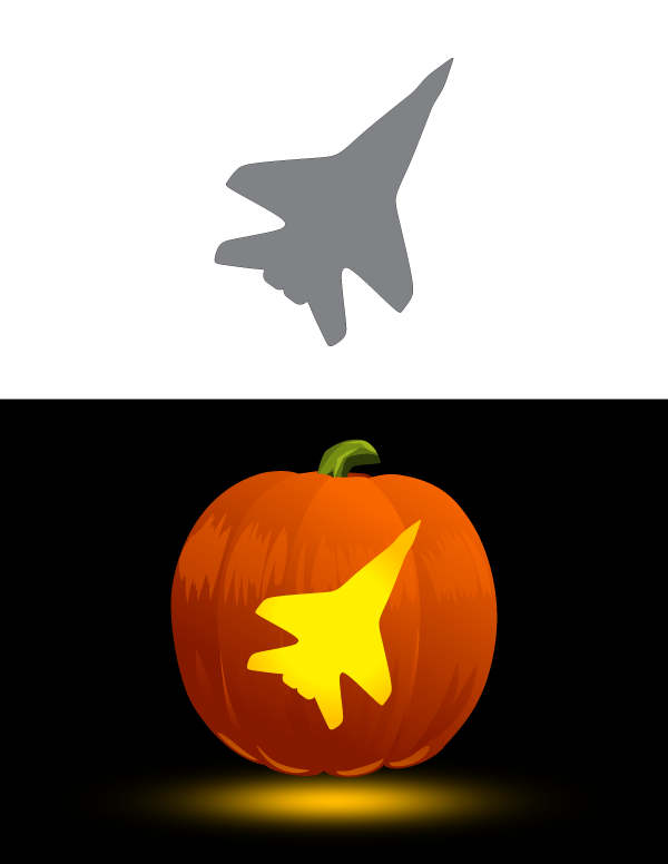 Printable fighter jet pumpkin stencil