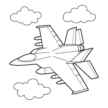 Premium vector jet fighter vehicle coloring page for kids