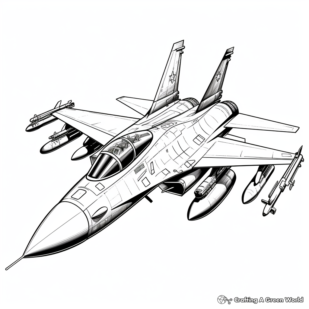 Realistic fighter jet coloring pages