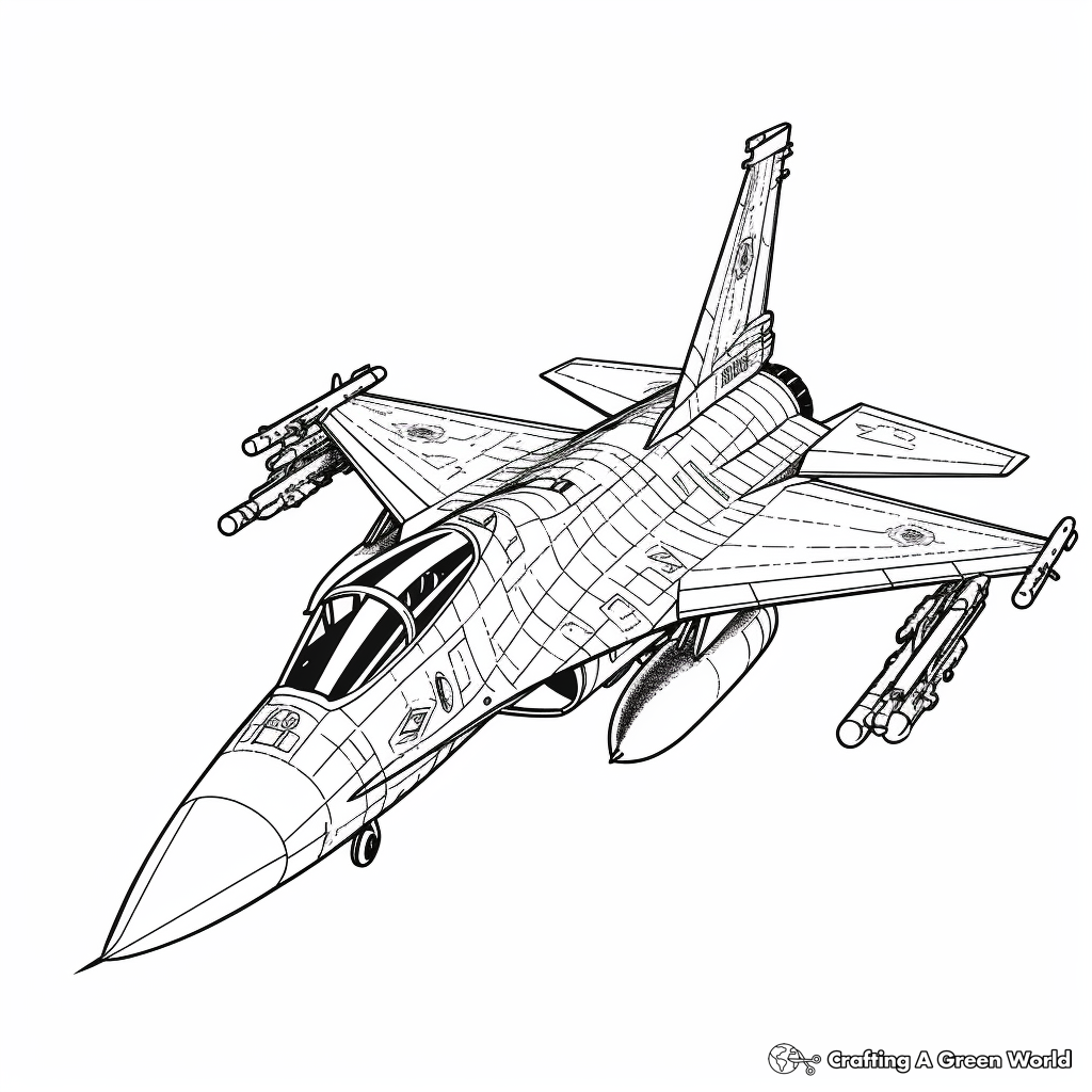 Realistic fighter jet coloring pages