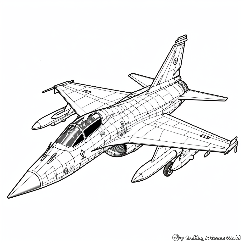 Realistic fighter jet coloring pages