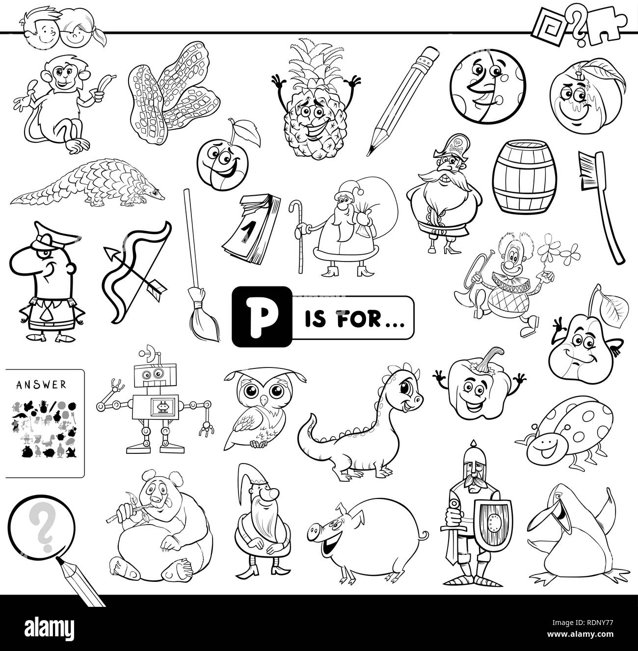 Preschool alphabet workbook black and white stock photos images