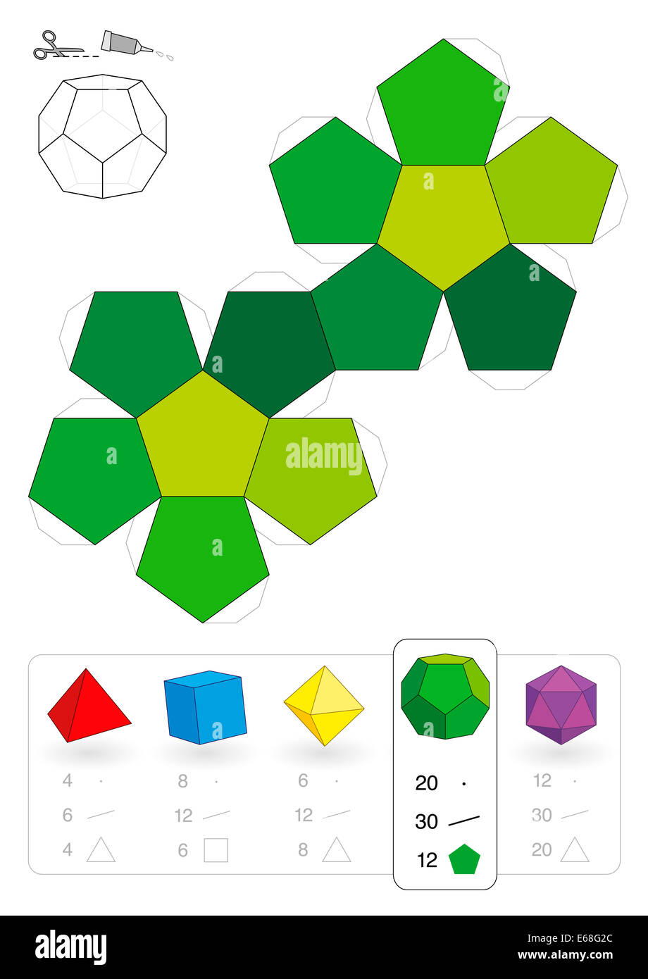 Dodecahedron cut out stock images pictures