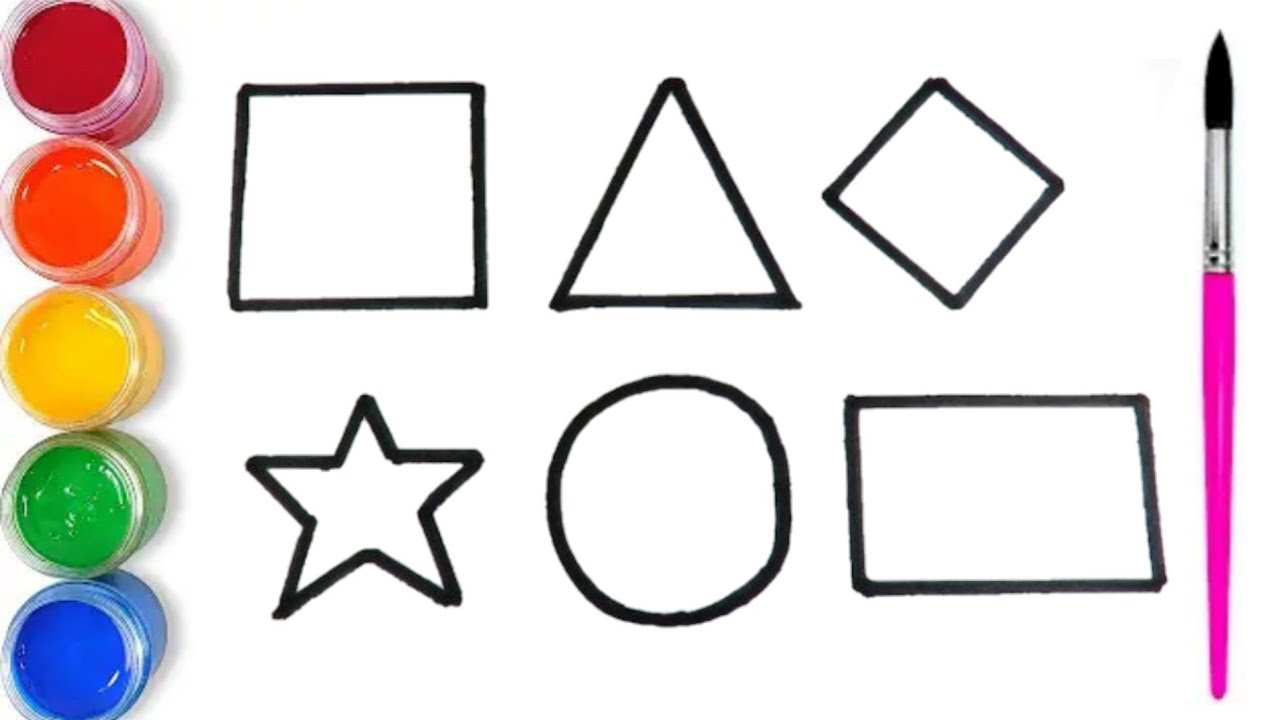Draw and color the geometric figures drawings for children coloring pages