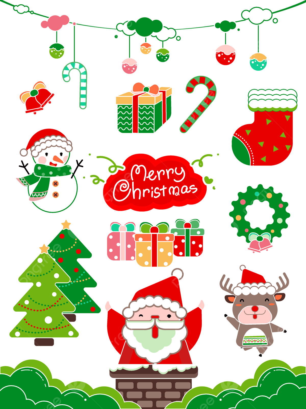 Christmas decoration elements vector art png christmas vector decorative elements christmas foreign holidays santa claus png image for free download
