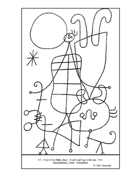 Miro people and dog in the sun coloring page and lesson plan ideas