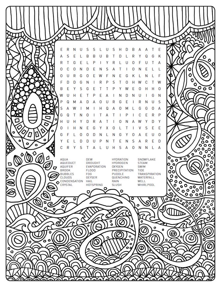 Word search colouring page world of water coloring pages word puzzles for kids quote coloring pages