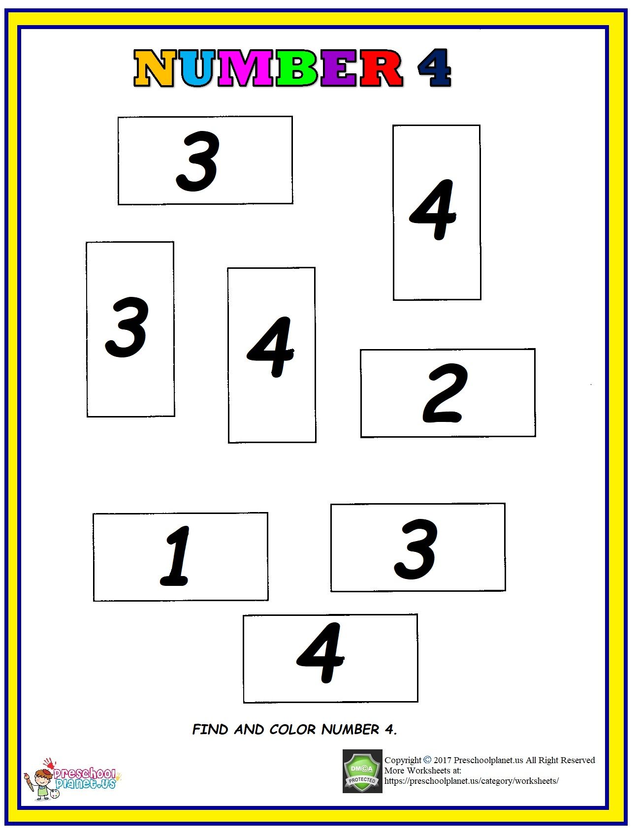 Number find and color worksheet learning numbers preschool preschool worksheets kindergarten worksheets