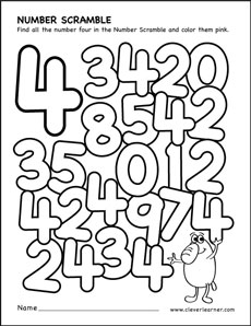 Number scramble activity worksheet for number for preschool children