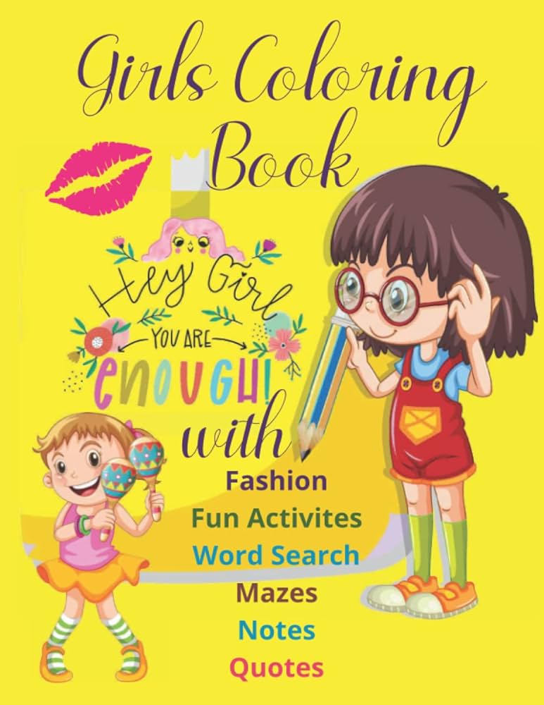 Girls coloring book fashion coloring pages cooking horses ice cream unicorn quotes activities â find differences word search notes pages mazes coloring book for girls ages