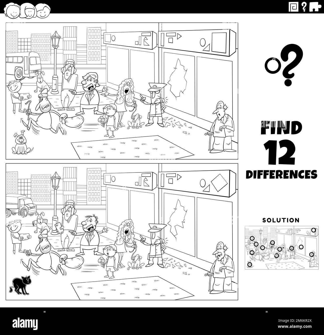 Spot the differences puzzle black and white stock photos images