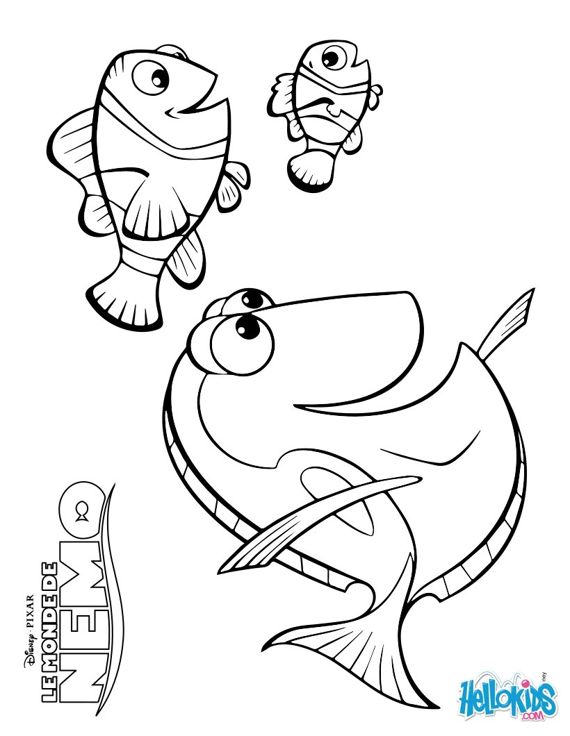 Marlin dory and nemo coloring pages