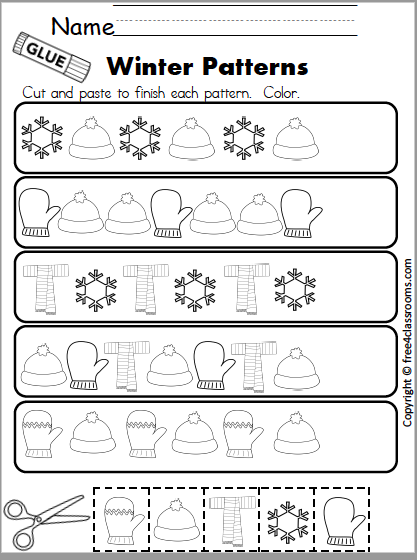 Free winter math patterns