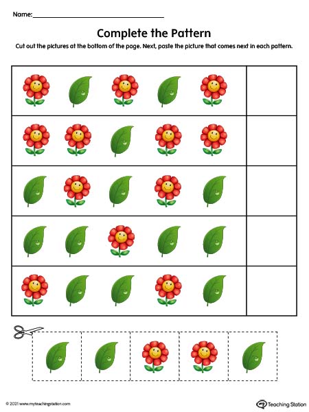 Plete the pattern worksheet cut paste color