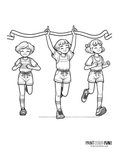 Runner finish line coloring pages at
