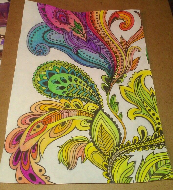 Rainbow zentangle doodles for adult coloring