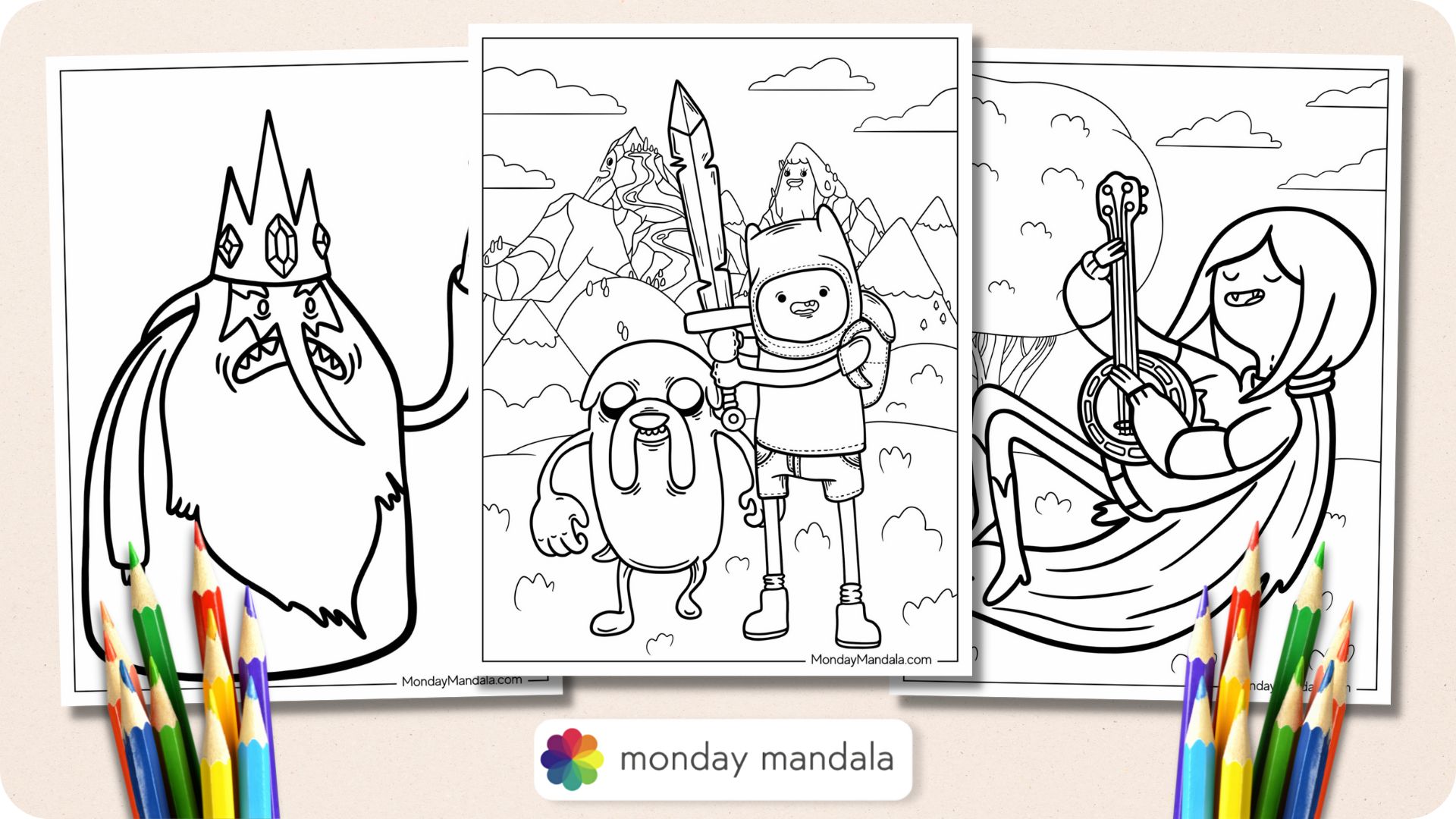 Adventure time coloring pages free pdf printables