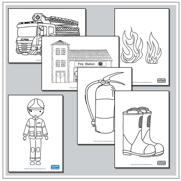 Fire station colouring book